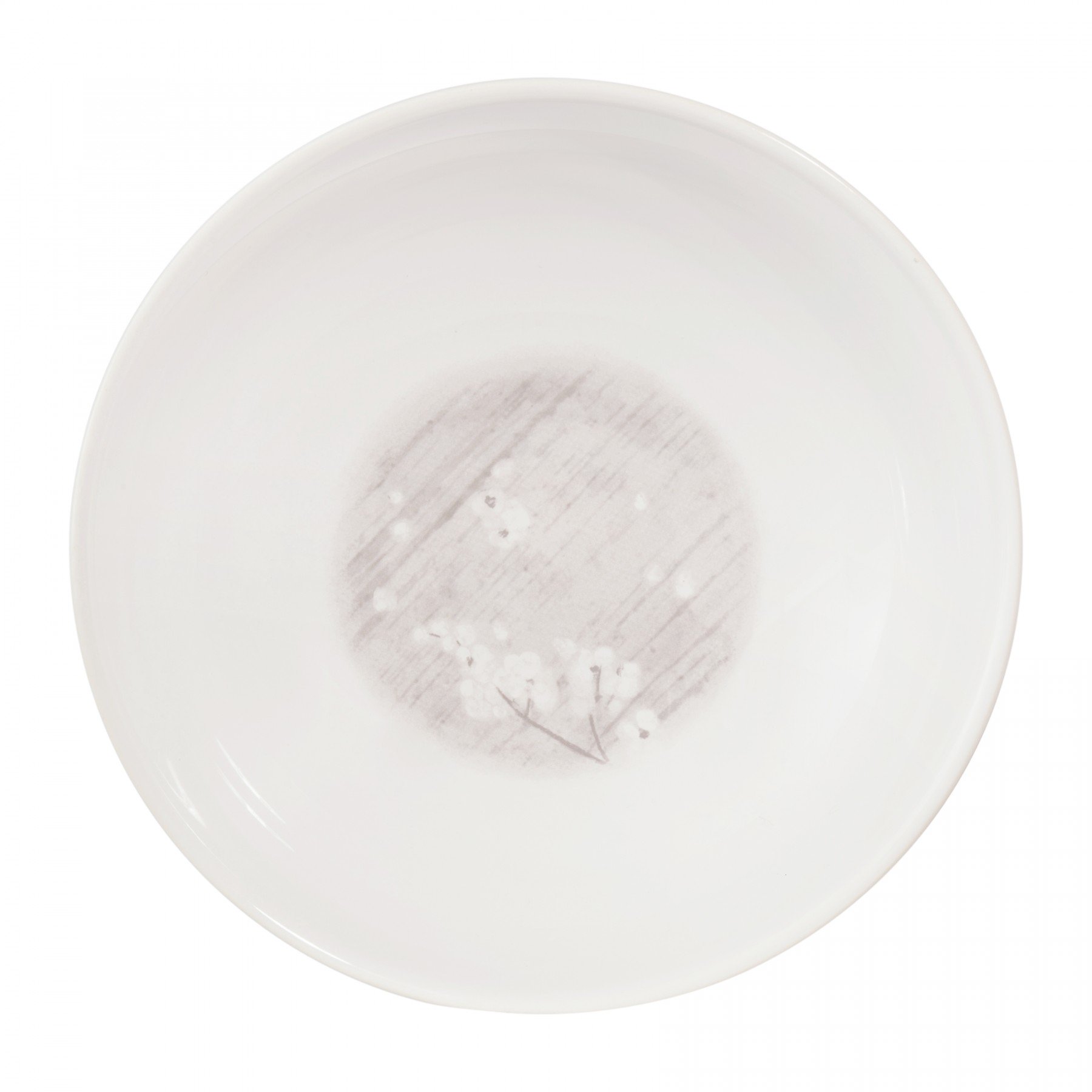 Pommier - Assiette creuse gris et fleurs de pommier en porcelaine (par2)
