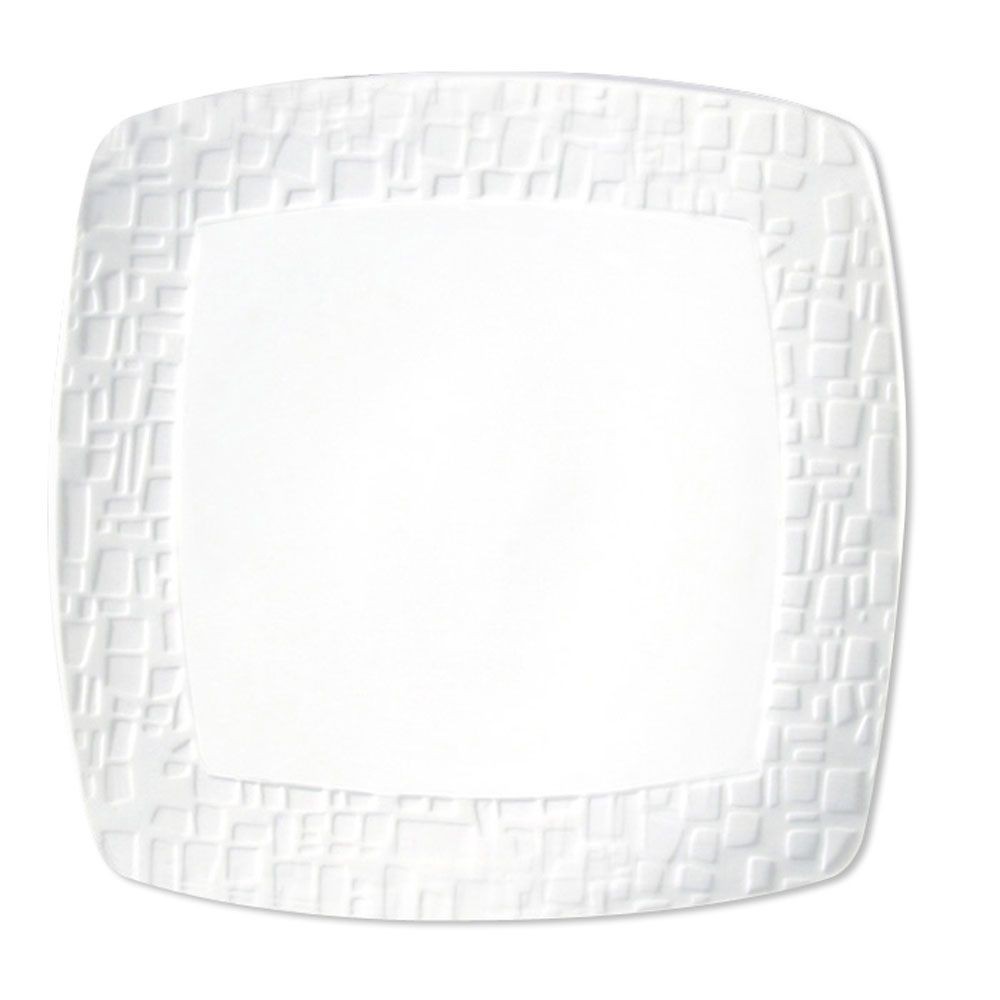 Kara – Assiette plate carrée blanche effet biscuit (par4)