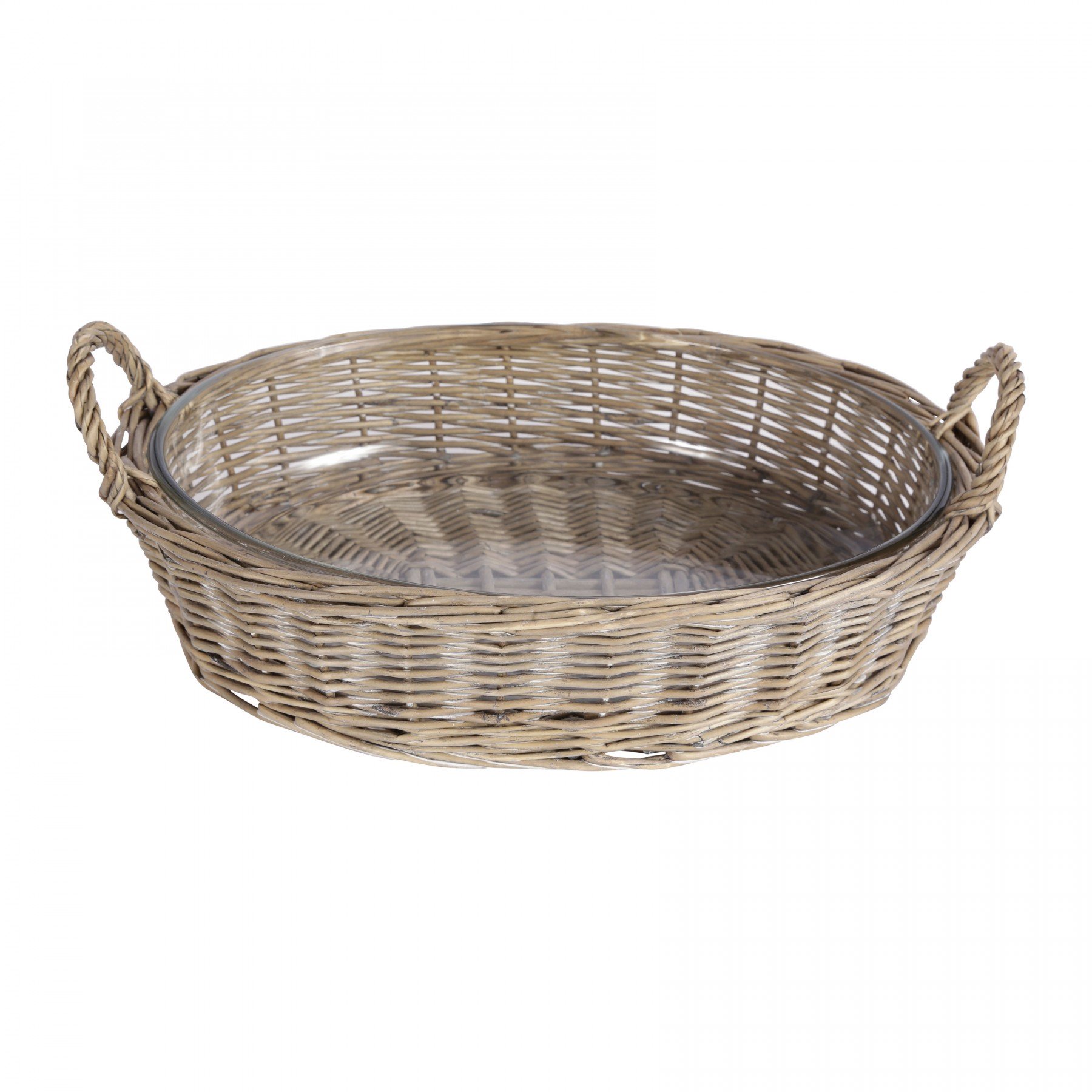 Josephine - Plat ovale osier et verre  PM