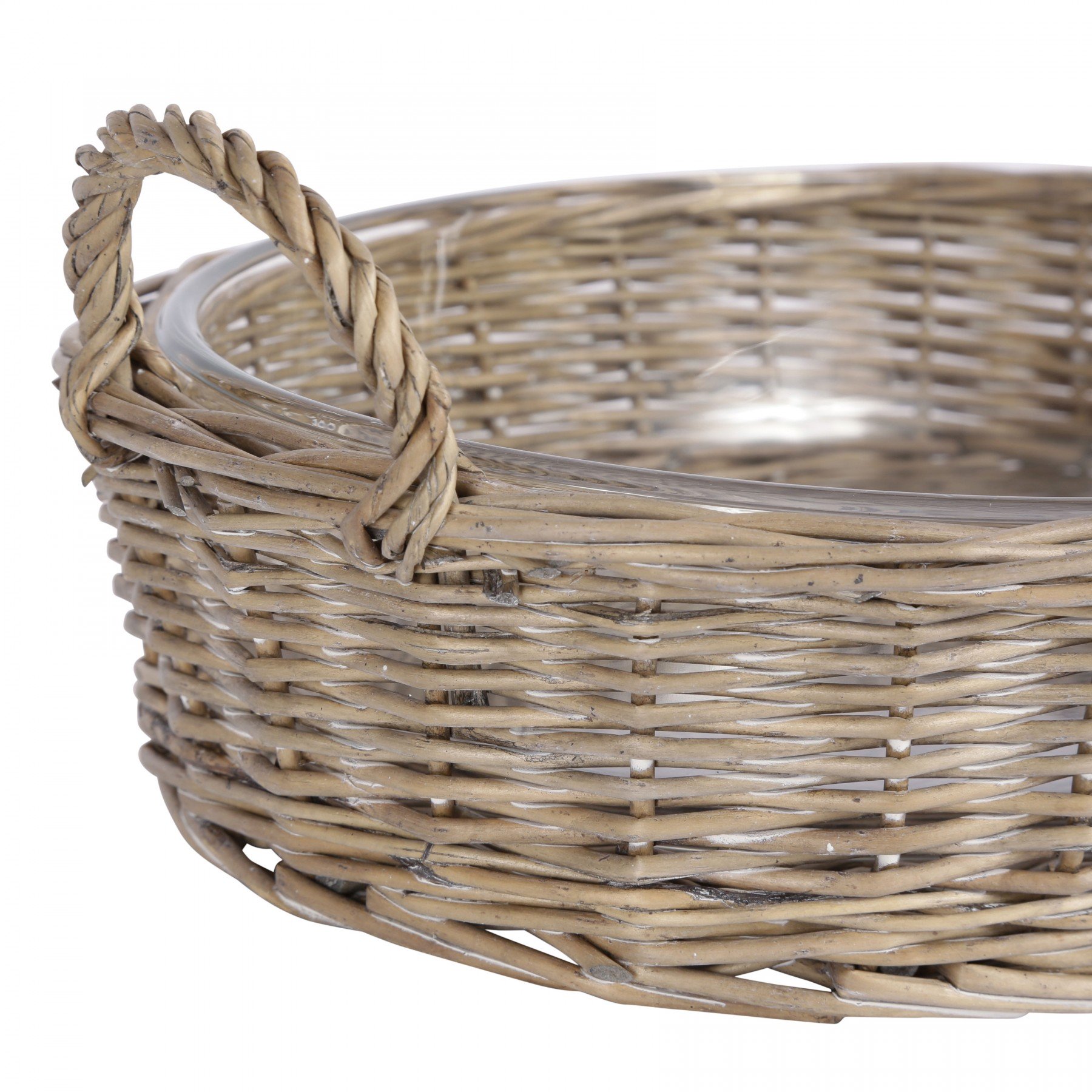 Josephine - Plat ovale osier et verre  PM