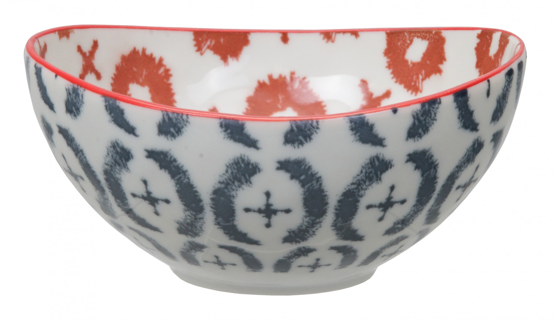 Kasuri - bol  bleu et rouge  10,5x5,5cm en porcelaine (par2)