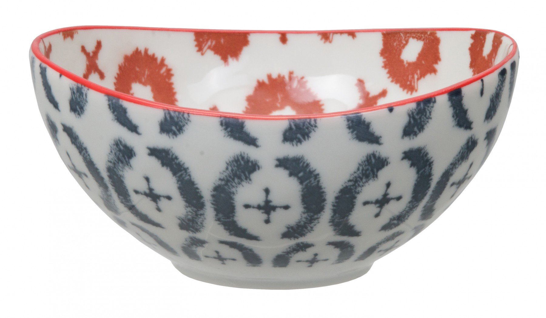 Kasuri - bol bleu et rouge  13x6cm en porcelaine (par2)