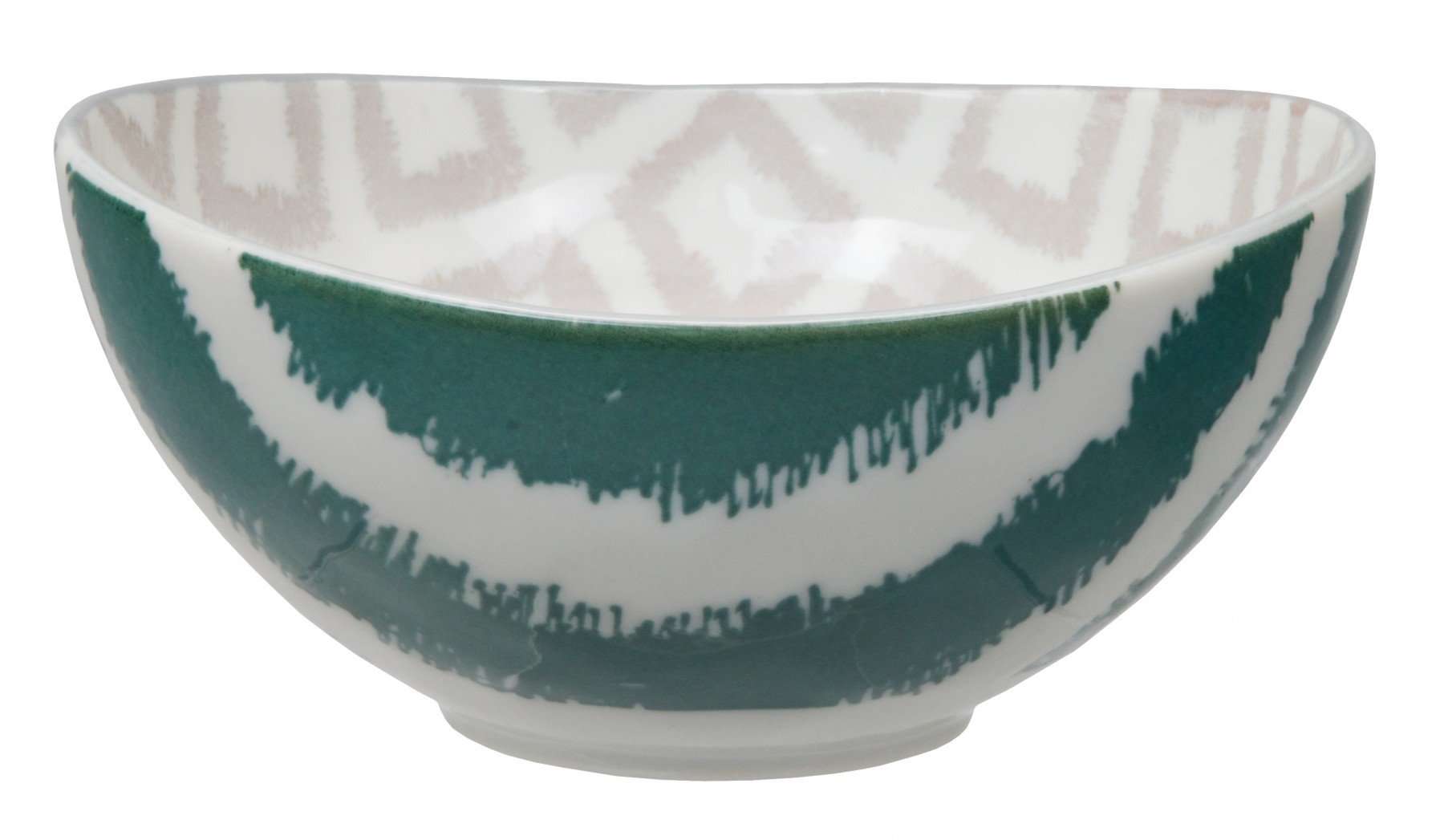 Kasuri - bol bleu petrol et beige 13x6cm en porcelaine (par2)