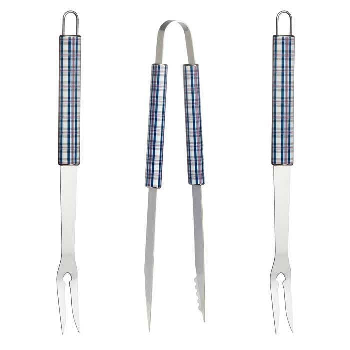 BBQ - Ensemble bbq manche rayé bleu