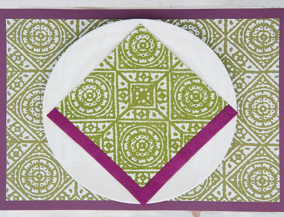Old tiles-Serviette papier 20cm verte et blanche (par20)
