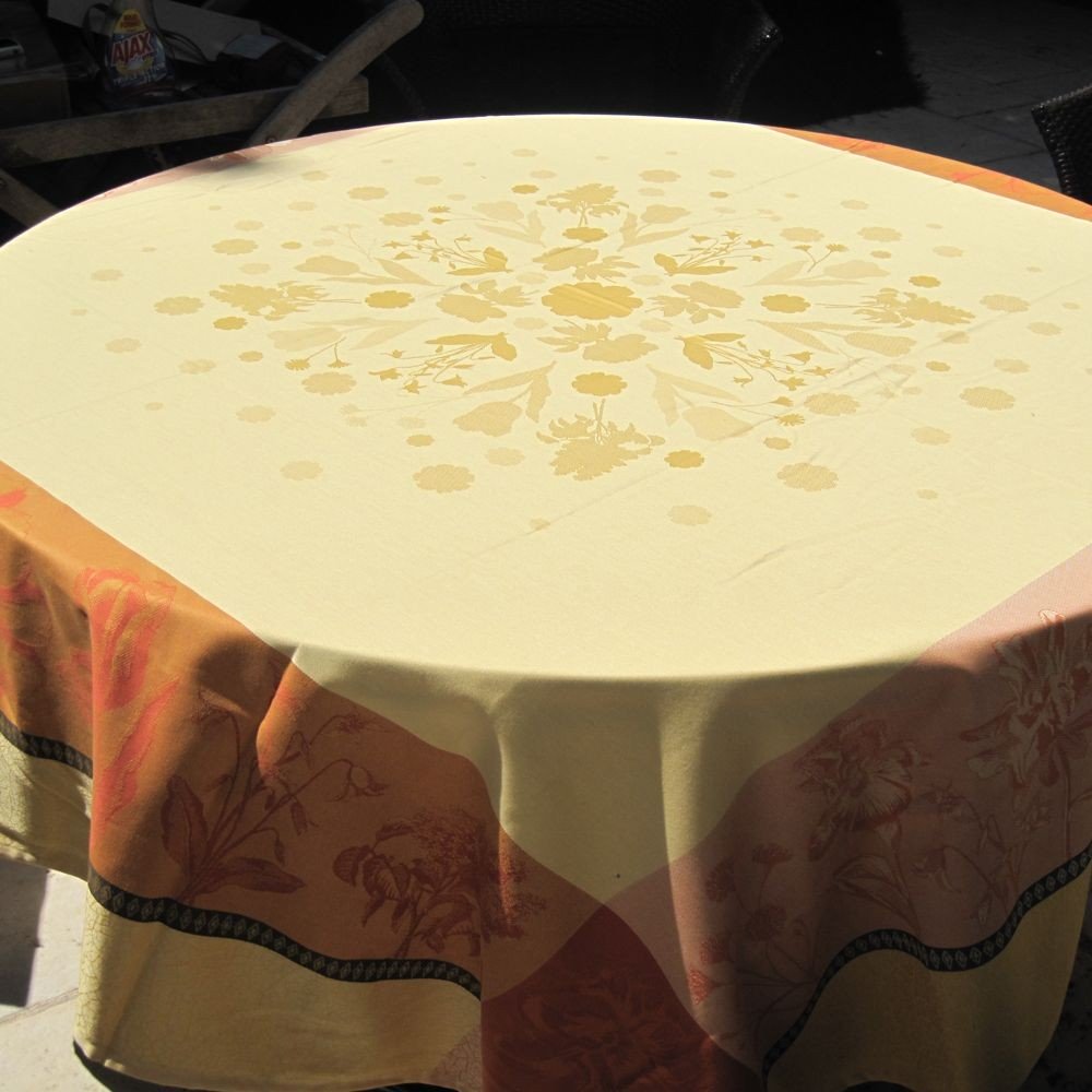 AngeLina - Nappe jacquard dessin place, Soleil, traitement déperlant,carrée