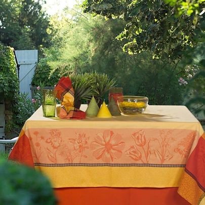 AngeLina - Nappe jacquard dessin place, Soleil, traitement déperlant,carrée