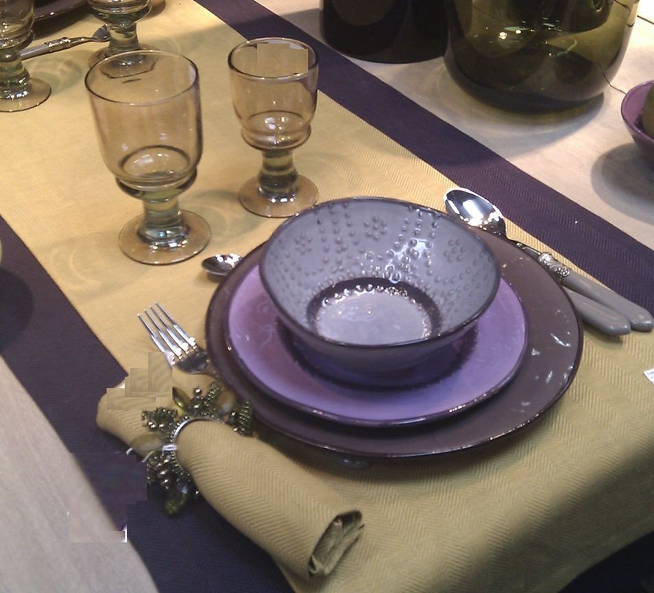 double set de table  chevron lin olive  37.5x140cm