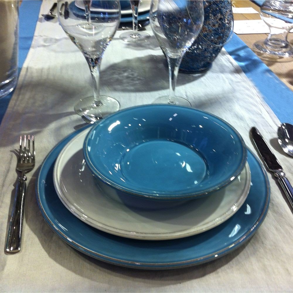 Constance  -  Saladier  en faience bleu azur 30cm  