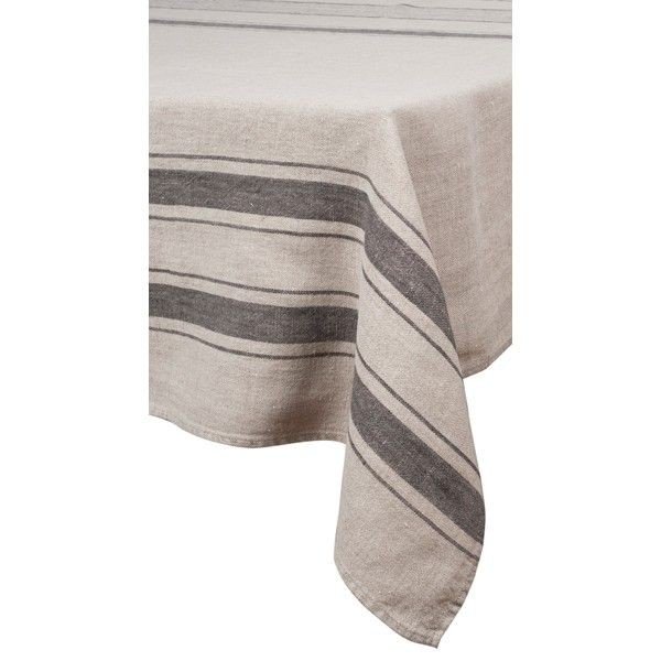 Aubagne – Nappe en lin rayures naturel et granit carrée