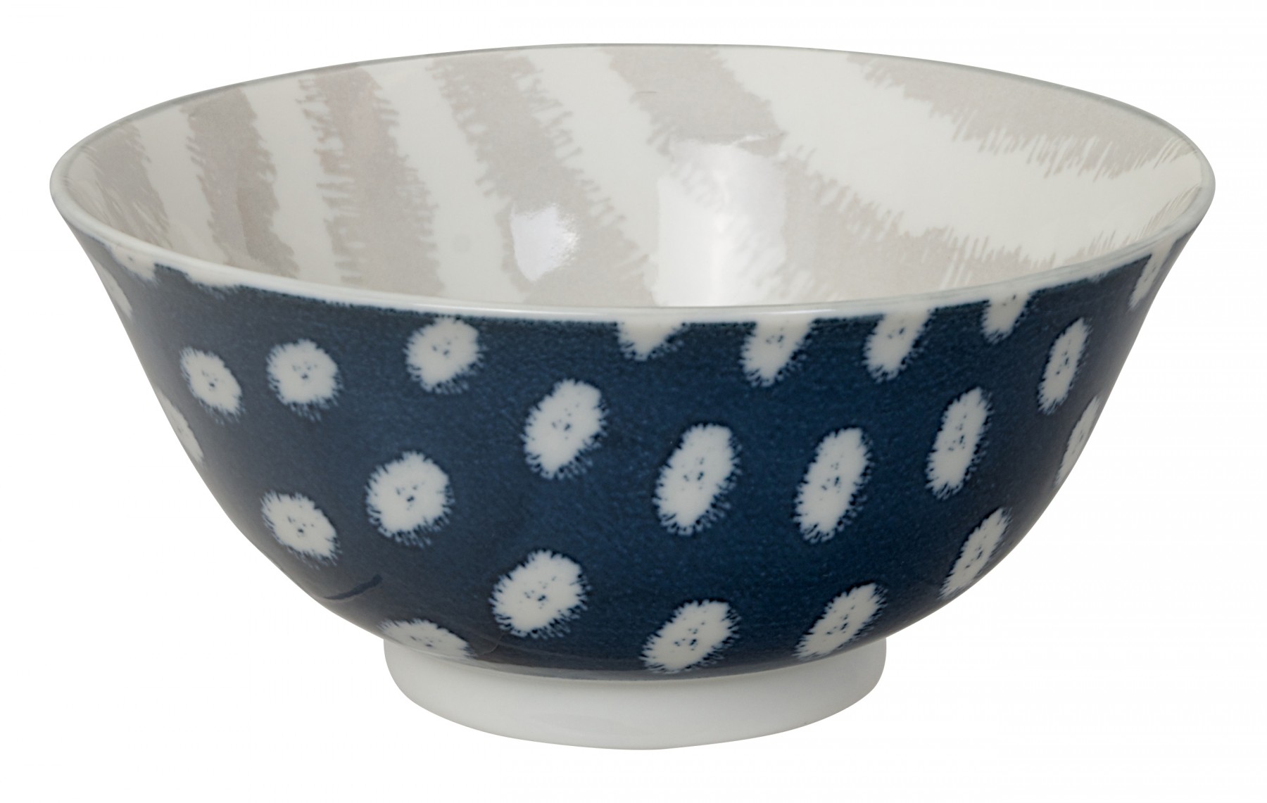 Kasuri - Bol à salade bleu foncé et rayures grises 20,8x8cm en porcelaine (par 2)