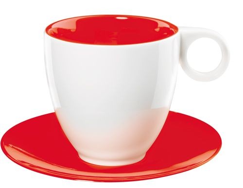 Colorit  -  tasse café blanc/rouge  en  porcelaine  (par6) 