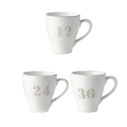 Deauville  - Mug  blanche et  beige numéros assortis (par6)