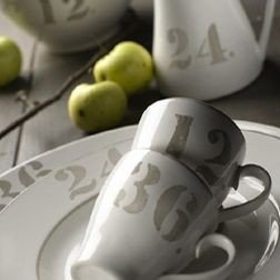 Deauville  - Mug  blanche et  beige numéros assortis (par6)