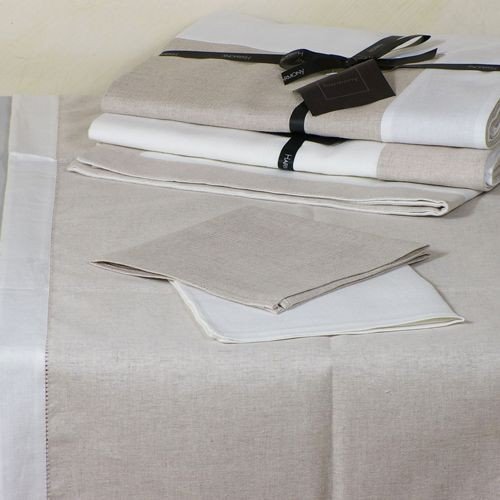 Dobby - Serviette  blanche en lin  (par6)