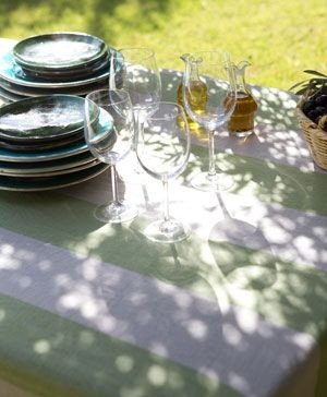 Firenze – Nappe en lin rayures vert rectangle