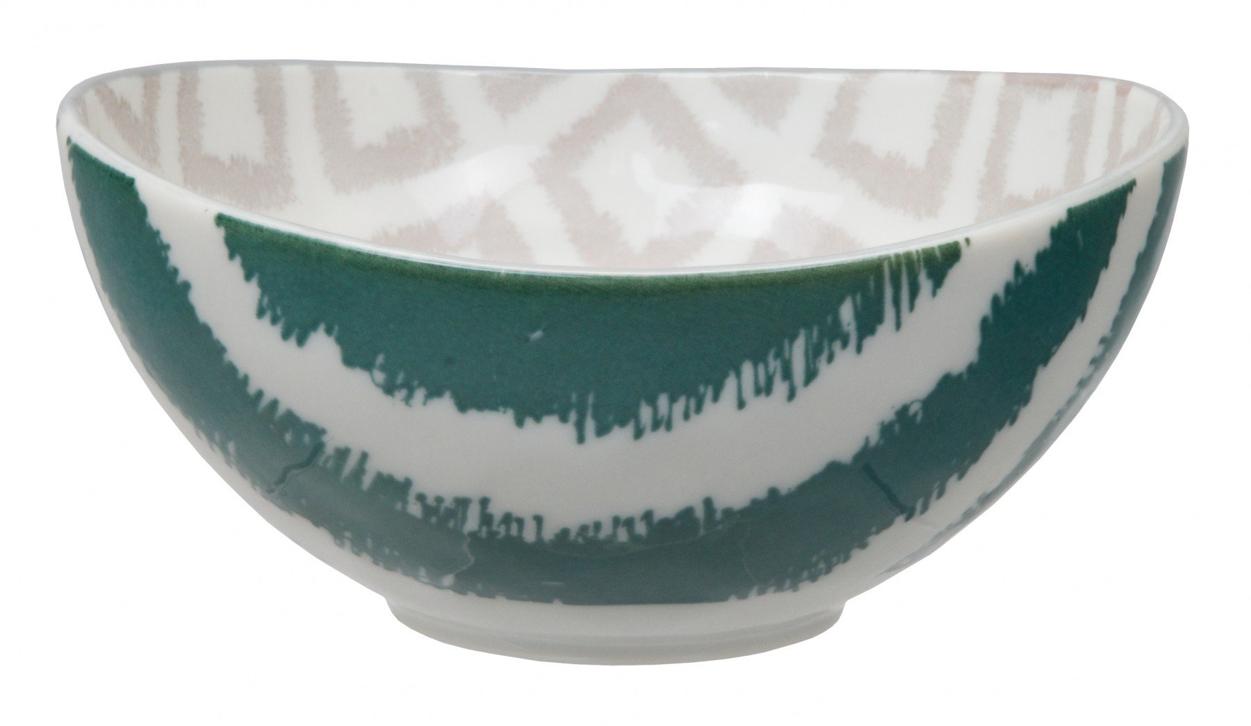 Kasuri - bol bleu petrol et beige 13x6cm en porcelaine (par2)