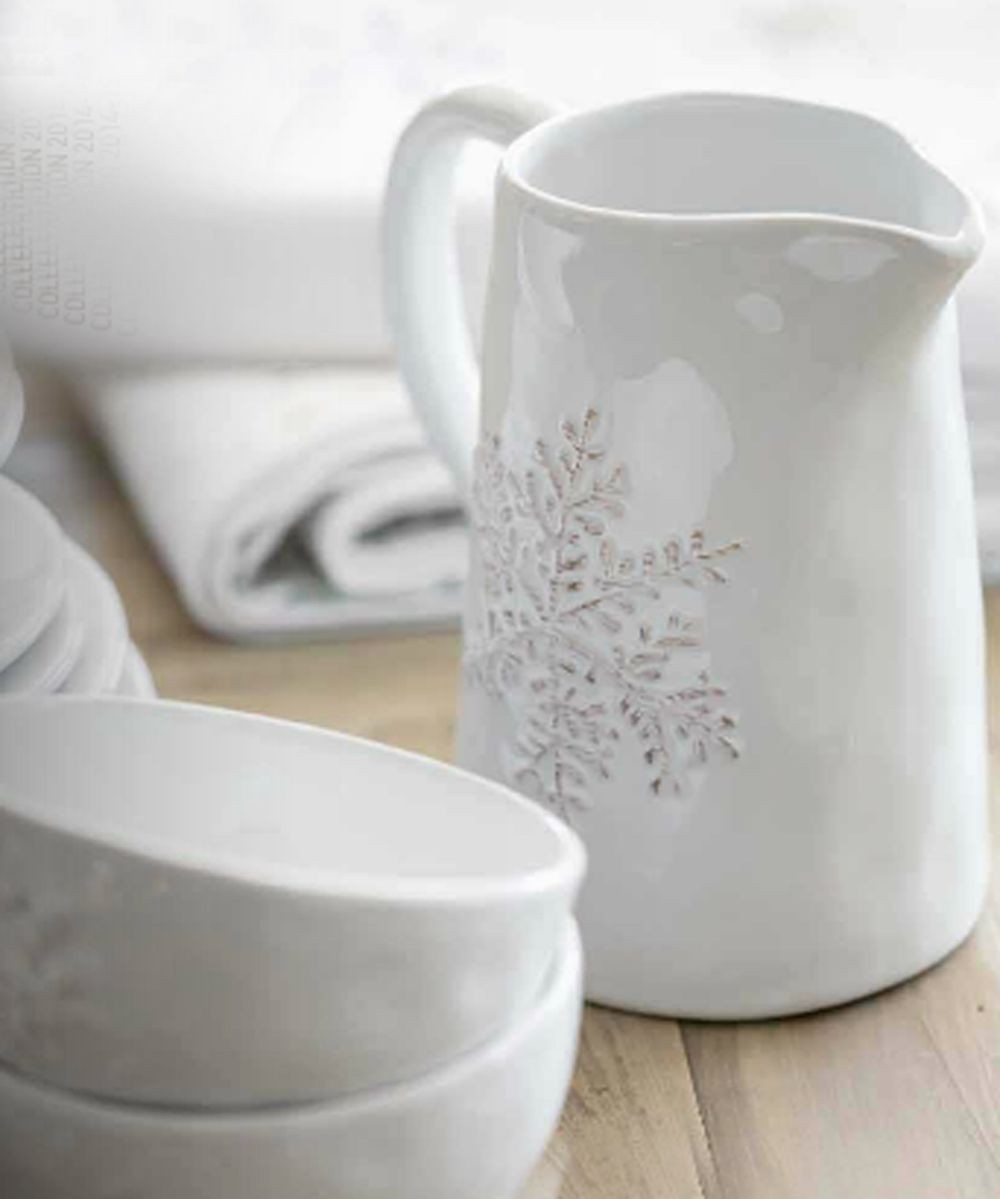Snowflake - Pichet  en ceramique blanche motif flocon 