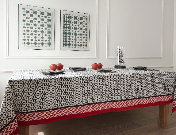 Red & Black - Nappe coton 270x170 cm noire et rouge