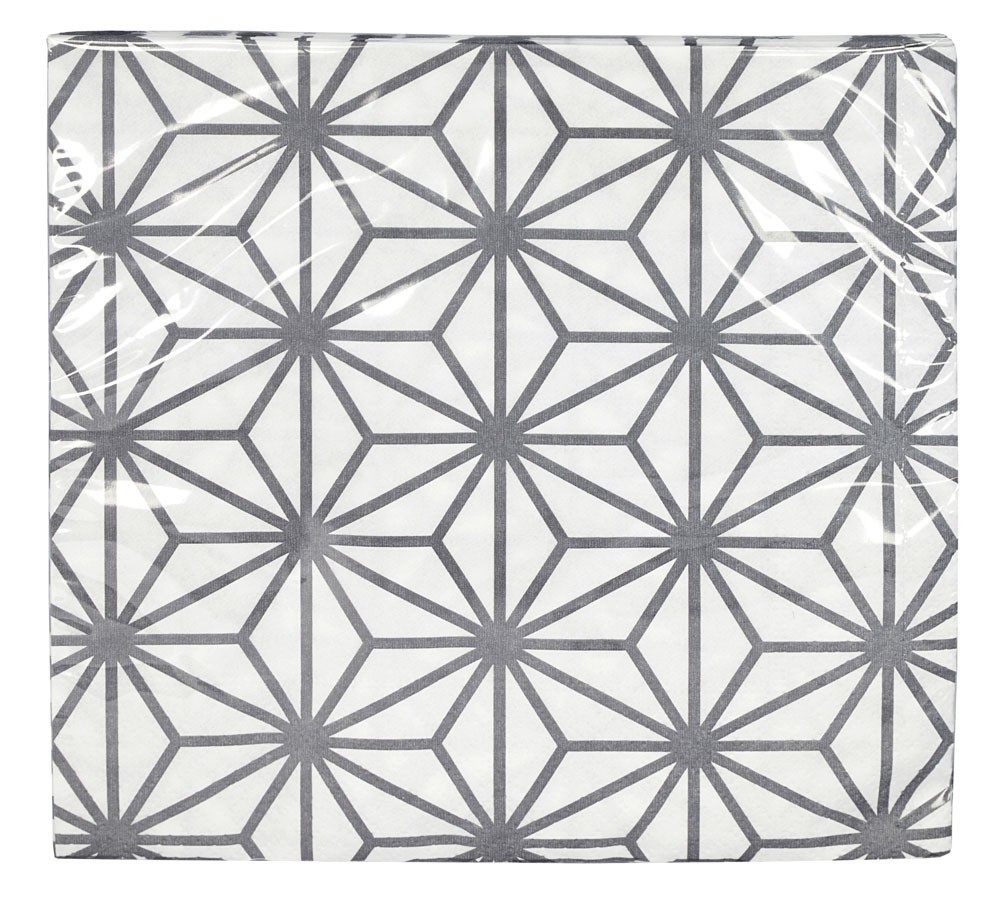Nippon grey - Serviettes en papier grise et blanches 33x33cm (paquet de 20)