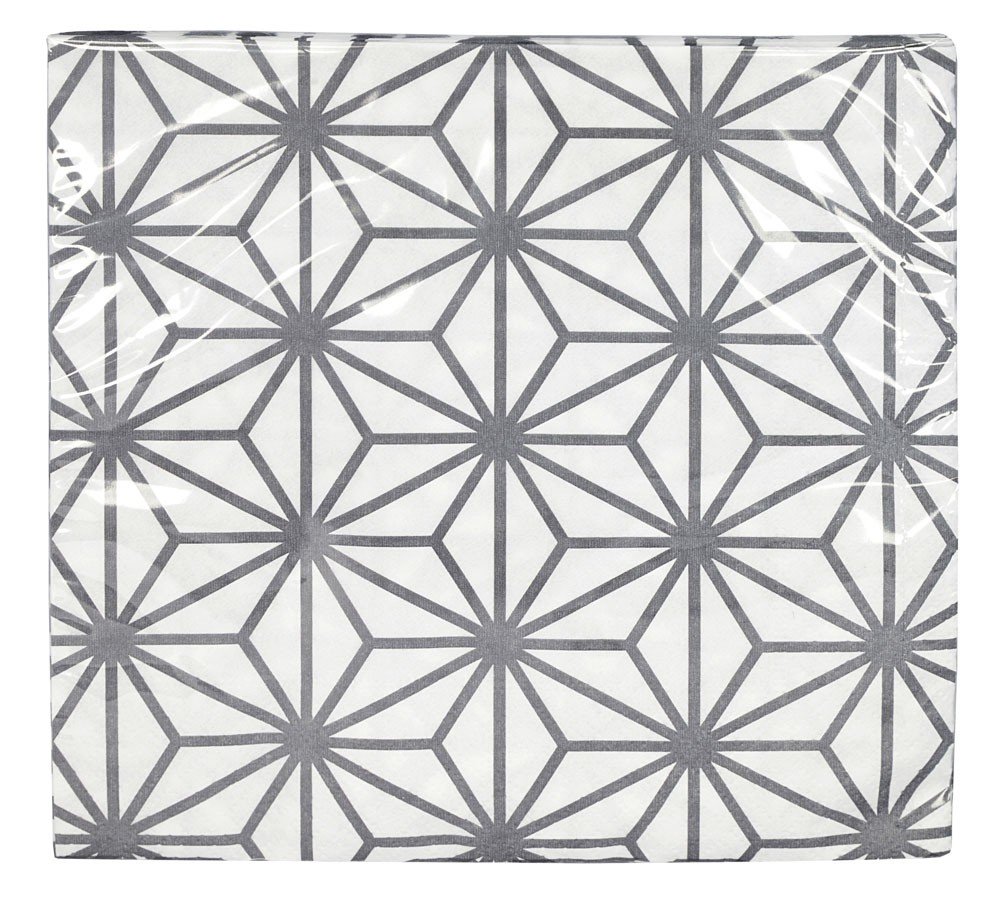 Nippon grey - Serviettes en papier grise et blanches 33x33cm (paquet de 20)