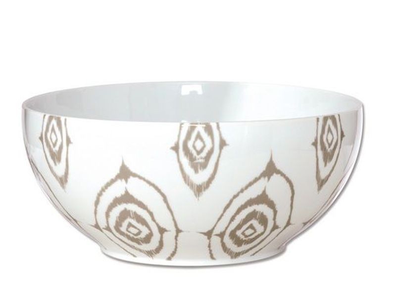 Ikat - saladier en porcelaine decoré etnic greige 