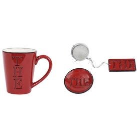 Thé  -  Mug Thé  rouge  en  céramique  avec  boule  à  thé 