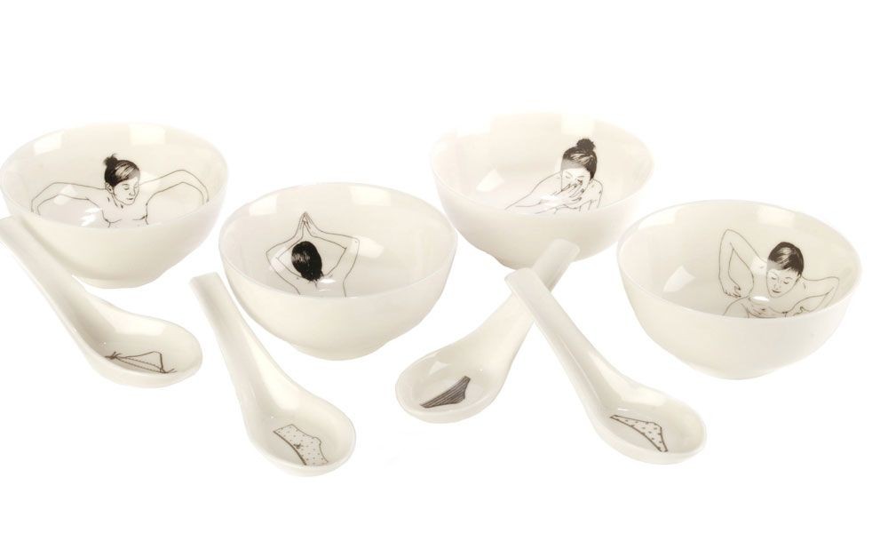 Coquine - Bols en porcelaine motifs coquins assortis ( par 4)