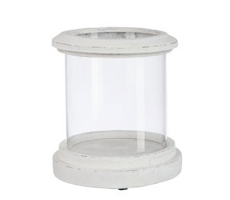 Oléron - Photophore cermaique verre et blanc mat 19x 19X21cm