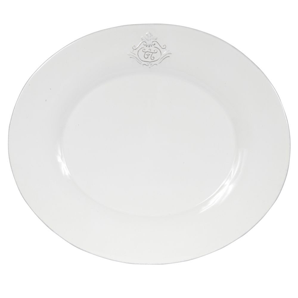 Capucine - Assiette à dessert ovale en faience blanche ( par 2)