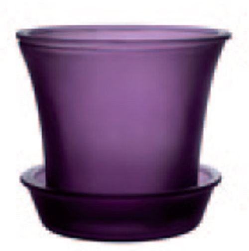Couleurs - cache pot photophore en verre violet foncé