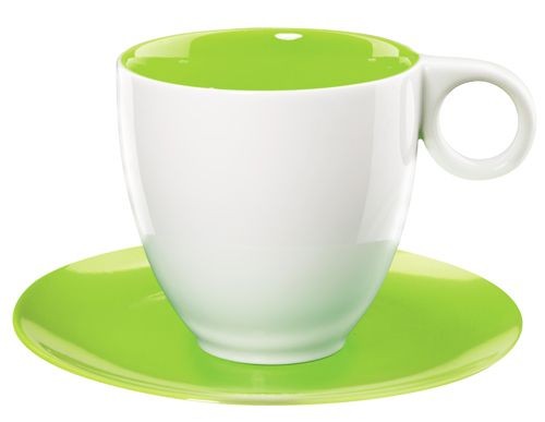 Colorit  -  tasse  café  blanc/kiwi  en  porcelaine  (par6) 