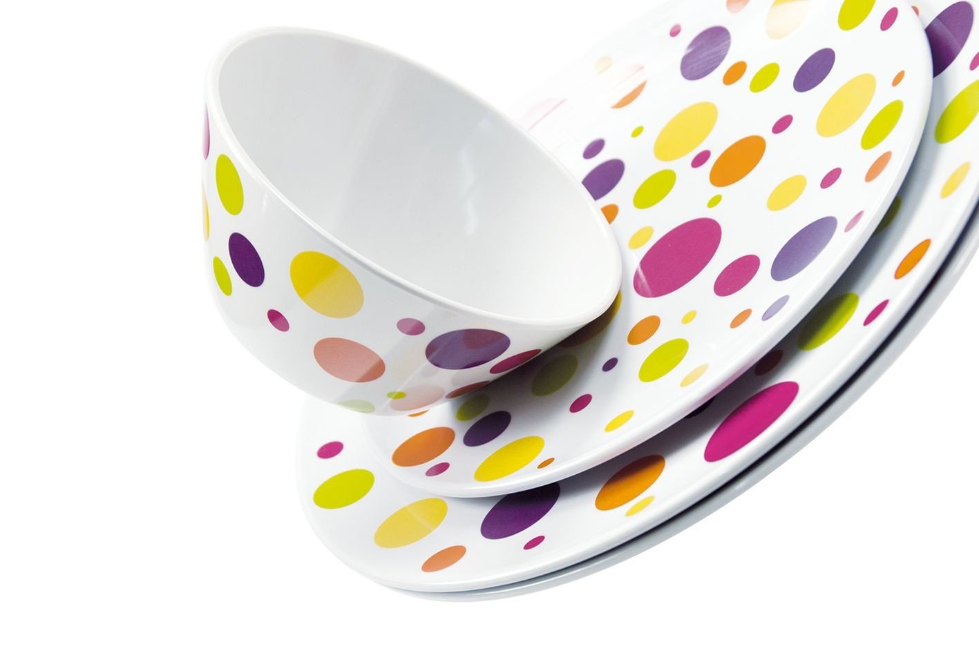 Dotty - Set de table reversible décor pois multicolors et uni 45x30cm (par6)