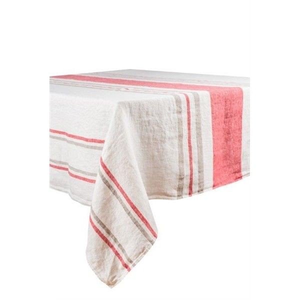Roma – Serviette en lin rayures blanc et crumberry (par6)
