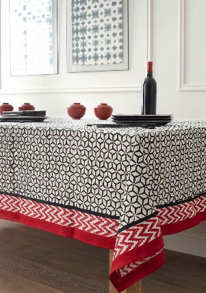 Red & Black - Nappe coton 270x170 cm noire et rouge