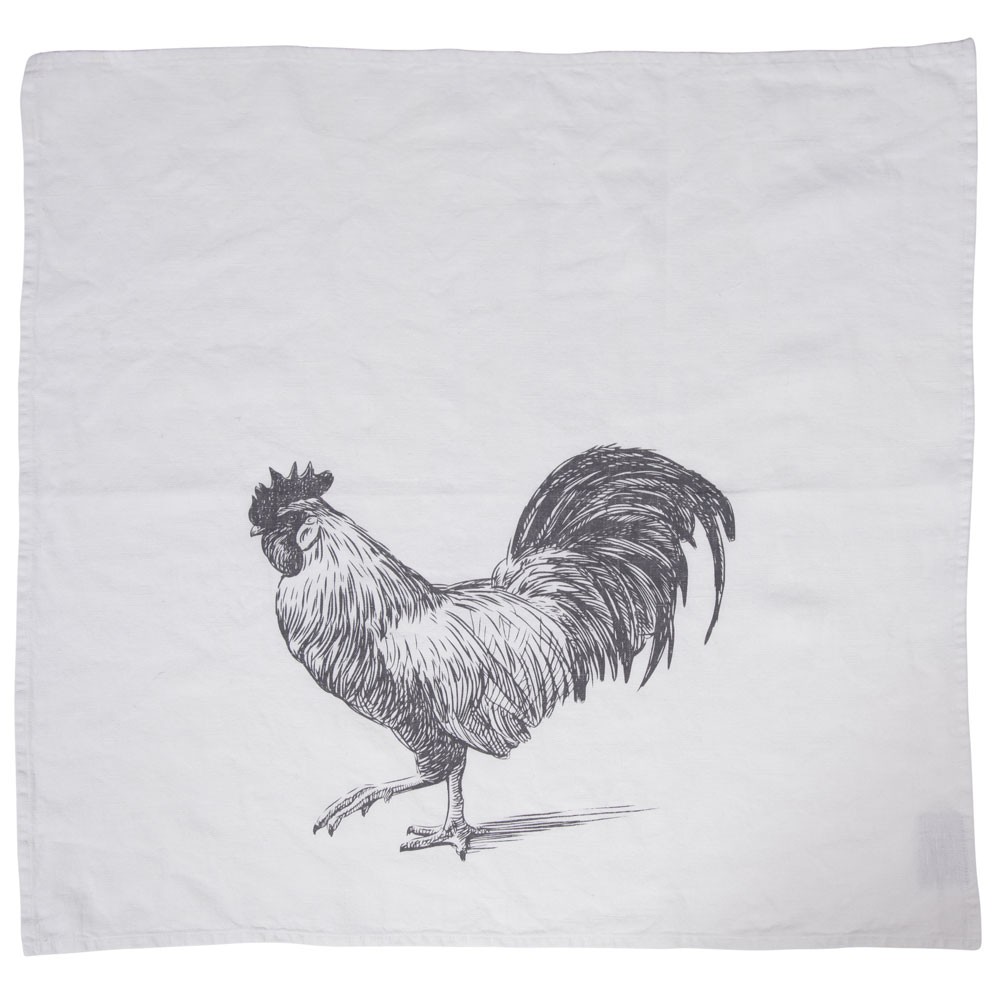 Coq - Torchon coq blanc 64x64 cm 100% lin