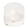 Lumiere- photophore ceramique et verre brillant blanc 21x21x17cm