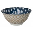 Kasuri - bol salade pois bleu foncé et carré beige  15x7m en porcelaine (par2)