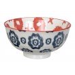 Kasuri - bol  de riz croix rouge et fleur bleu marine 11,2x5,5m en porcelaine (par2)