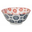 Kasuri - bol salade croix rouge et fleur bleu marine 15x7m en porcelaine (par2)