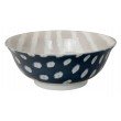Kasuri - Saladier bleu foncé et rayures grises 20,8x8cm en porcelaine 
