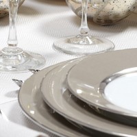 Ginger Assiette Plate Grise Et Platine En Porcelaine Par4