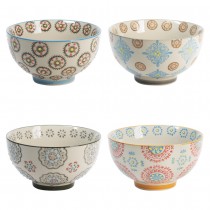 Bohème - Coffret 4 bols motifs assortis ceramique 14cm