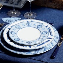 Calli - Assiette plate bleue et blanche pinceaux ( par 2)
