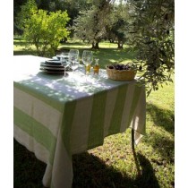 Firenze – Nappe en lin rayures vert rectangle