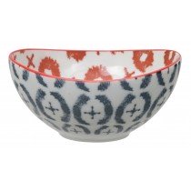 Kasuri - bol bleu et rouge  13x6cm en porcelaine (par2)