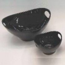 Cuccina  -  Saladier  2  anses  30x27  noir  en  faience 