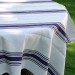 Coutil - Nappe tissage traditionnel basque aux 7 bandes, bleu marine 60%Coton 40%Lin, carrée