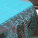 Volga - Nappe jacquard dessin placé, choco-turquoise, carrée