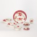 Bagatelle - Assiette plate décor fleurs rouges en faience (par2)